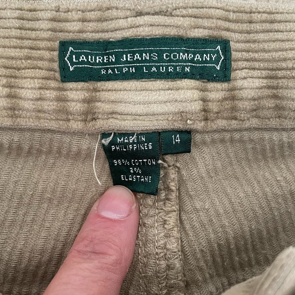 Lauren Jean Co. Corduroy Straight Leg Pants Women's Sz 14 Beige Neutral Classic - Picture 6 of 11